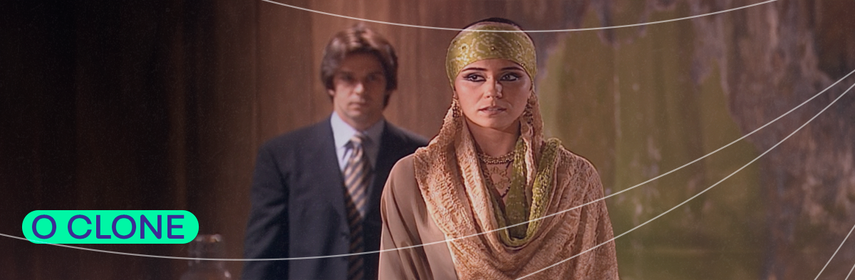  banner indicando a novela O Clone como opção para assistir no Dia da Televisão 
