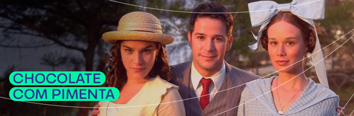  banner indicando a novela Chocolate com pimenta como opção para assistir no Dia da Televisão 