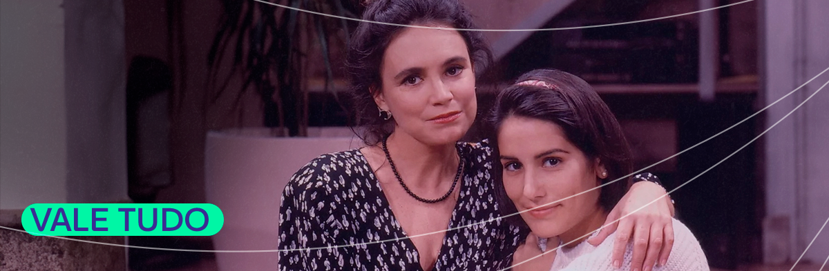 banner indicando a novela Vale Tudo como opção para assistir no Dia da Televisão 