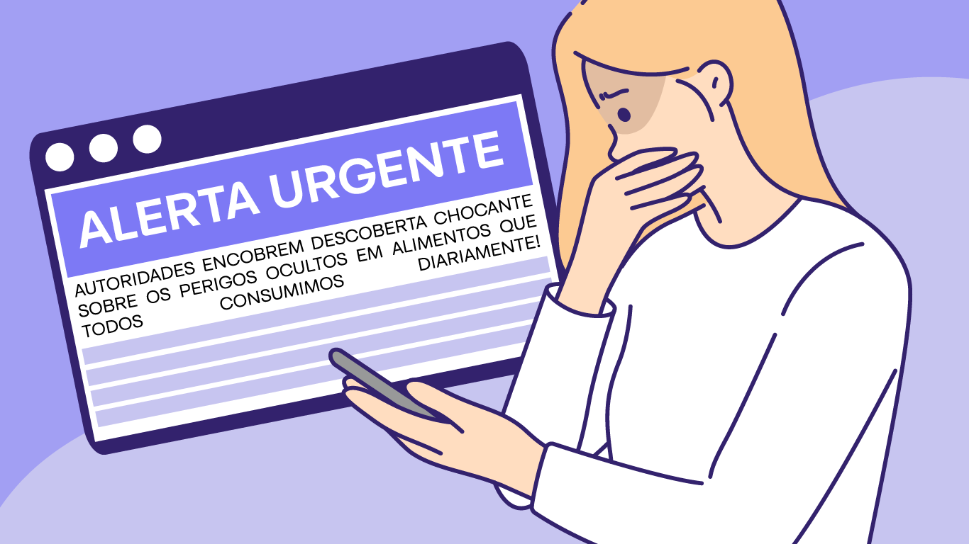Ilustração simulando a criação de texto, indicando como identificar notícias falsas